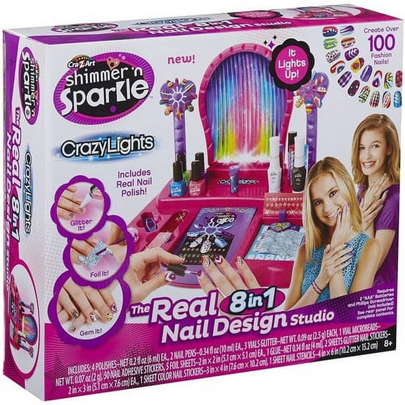 Cra-Z-Art Shimmer 'n Sparkle 8-in-1 Lite-Up Designer Nail Studio