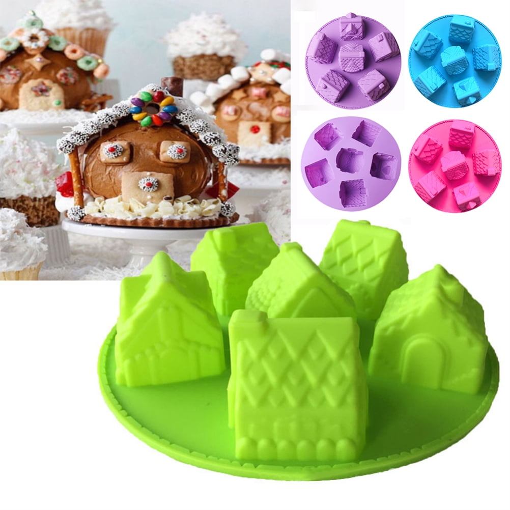 TureClos 6-Cavity Silicone Christmas Gingerbread House Cake Mold Chocolate  Mold for Baking Tools 