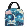 thumbnail image 1 of Fotbe Abstract Blue Skull Bolsa Térmica con Estampado y Forro de Aluminio Grueso Bolsa de Almuerzo con Bolsillo Frontal para Hombres y Mujeres, Ideal para Trabajo, Escuela, 1 of 8