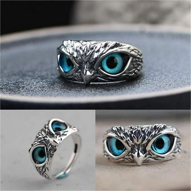 Jumpingount Exquisite Beautiful Demon Eye Owl Ring Animal Adjustable Rings Open Rings Fashionable Anniversary Engagement Finger Party Type3 NO3 Bodega Aurrera en linea