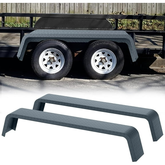 Historyli 2 Pack Tandem Axle Trailer Fenders Fit 13"-15" Tires,72-7/8"x10-1/4"x13" Detachable Double Axle Trailer Fenders,Split Design,Diamond Tread Plate for Car Hauler,Steel