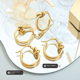 thumbnail image 3 of Pendientes sexys de aro adelgazante, pendientes de acero de titanio chapados en oro de 18 quilates, pendientes de círculo con nudo para mujer, 3 of 5
