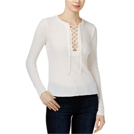 Chelsea Home Shirt - CHELSEA SKY Womens White Tie Textured Long Sleeve V Neck Top Size: L