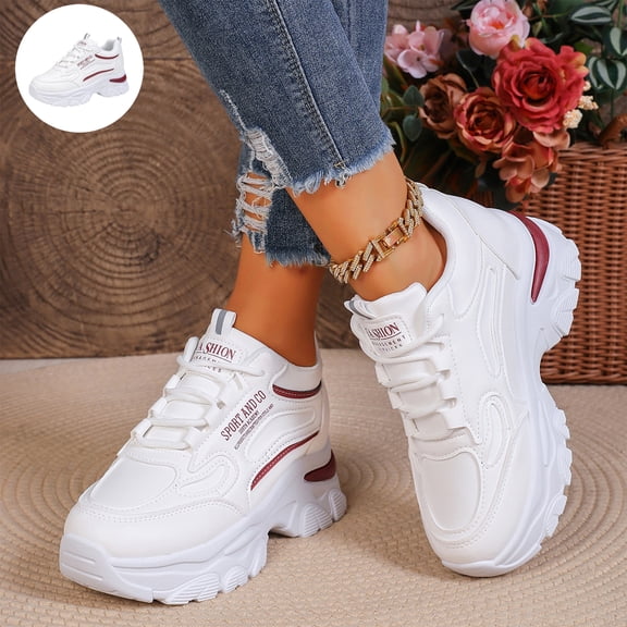 Willtoo Women’s Wedge Platform Sneakers, Lace Up Faux Leather Orthopedic Casual Shoes with Arch Support, Chunky Non Slip Fashion Walking Shoes