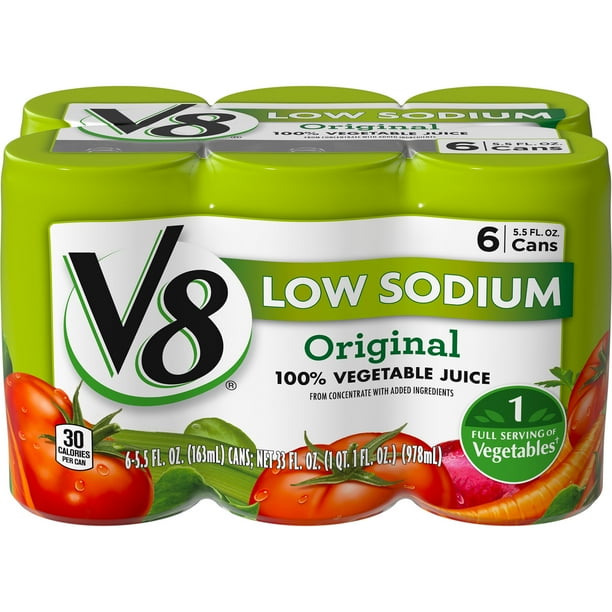 (6 Pack) V8 Juice, Low Sodium 100 Vegetable Juice, PlantBased Low