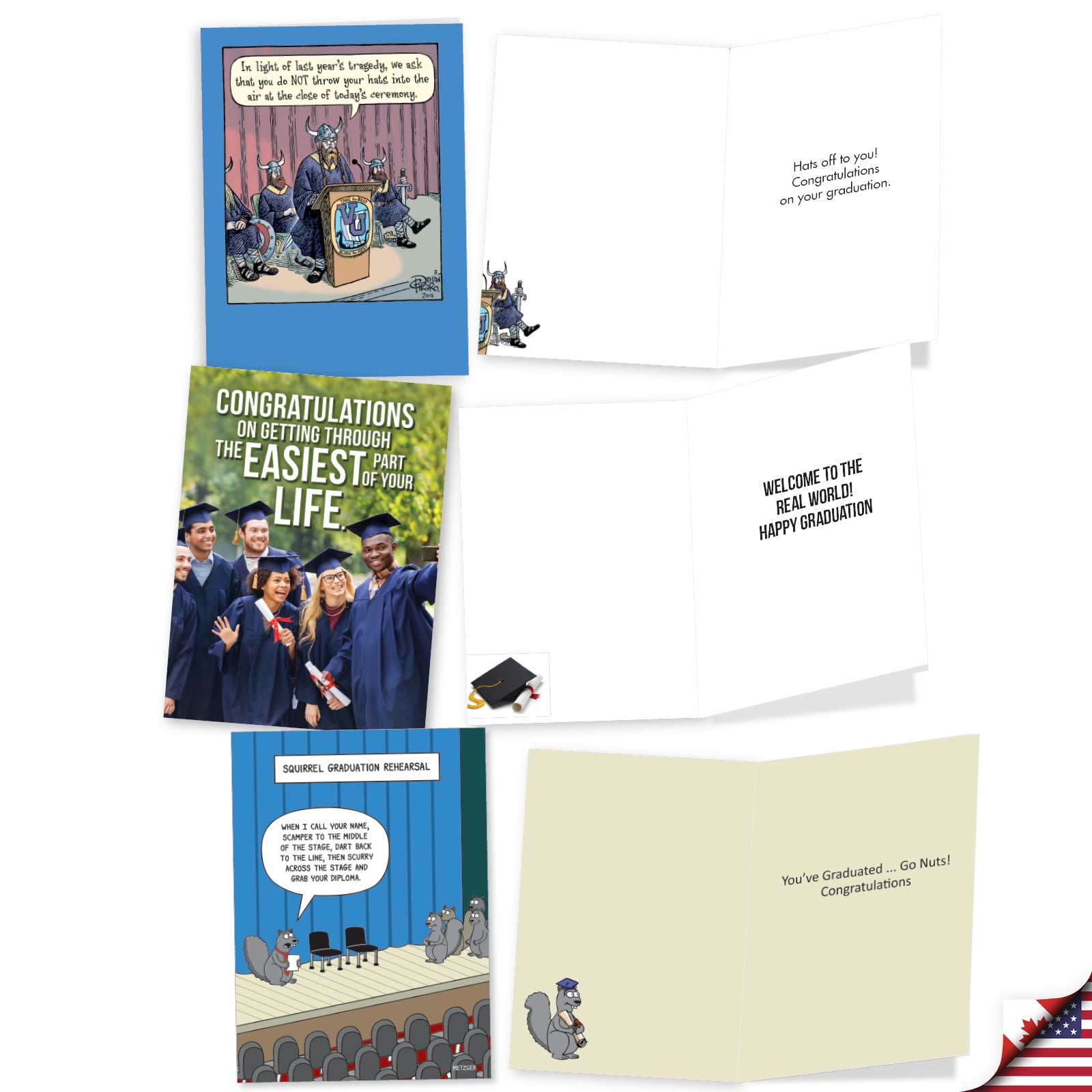 NobleWorks 20 Assorted Box Set Funny Graduation Greeting Cards (Graduate) w/5 x 7 Inch Envelopes (10 Designs, 2 Each) Head Of The Class AC10895GDG-B2x10