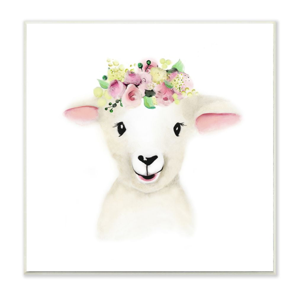 The Kids Room by Stupell Cute Cartoon Baby Lamb Sheep Flower Crown Farm Animal Painting Wall Plaque Art by Studio Q by Studio Q The Kids Room by Stupell Cute Cartoon Baby Lamb Sheep Flower Crown Farm Animal Painting Wall Plaque Art by Studio Q by Studio Q