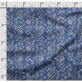 thumbnail image 2 of Soimoi Floral Printed, Cotton Fleece, Fabric by The Yard Sewing DIY Stretch Fabric 56 Inches Wide, WarmFabric for Hats, Coats, Gloves, Blankets, Navy Blue, 2 of 5