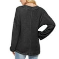 thumbnail image 6 of BONIXOOM Fall Sweaters For Women Baggy Fit Sweater Pullover Vacation V-Neck Sweaters For Girls Black L(US:8), 6 of 6