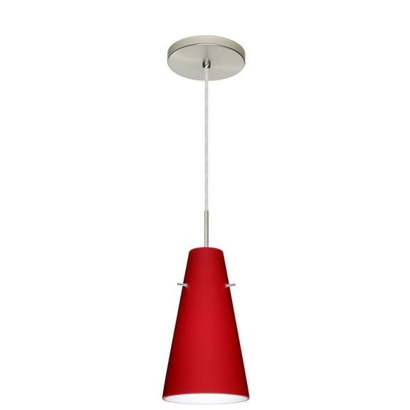 1JT-4124RM-LED-SN-Besa Lighting-Cierro-One Light Cord Pendant with Flat Canopy-5.38 Inches Wide by 9.38 Inches High-Satin Nickel Finish-Ruby Matte