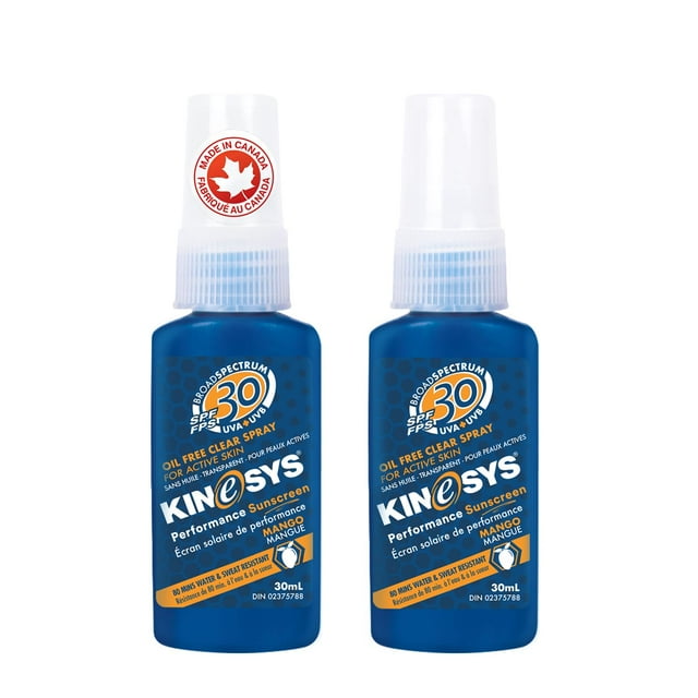 Protector solar Kinesys Spray transparente con ligero aroma a mango, SPF 30, 30 ml