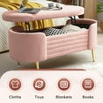 thumbnail image 5 of Tabaray 45.3” Storage Ottoman Bench with Lift Top Design, Modern End of Bed Bench with Upholstered Sherpa Fabric, Toy Storage Bench for Bedroom, Living Room (Pink), 5 of 14