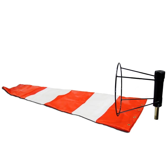 Airport Windsock Corporation 13" X 54" Orange and White Windsock with 13" Ball Bearing Frame USA Made