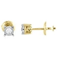 thumbnail image 3 of 10K Yellow Gold Bezel Set Diamond Mini Round Earrings 4mm Studs 1/10 Ct., 3 of 5