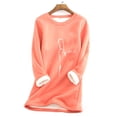 thumbnail image 2 of Jinhomg Winter Cute Sweatshirt for Women Novelty Cat Print Sherpa Lined Loungewear Plus Size Cozy Long Sleeve Crewneck Tunic Tops Orange L, 2 of 4