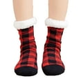thumbnail image 2 of Lroveb Fuzzy Socks for Women Ladies Warm Plaid Print Floor Socks Plush Coral Fleece Socks, 2 of 7