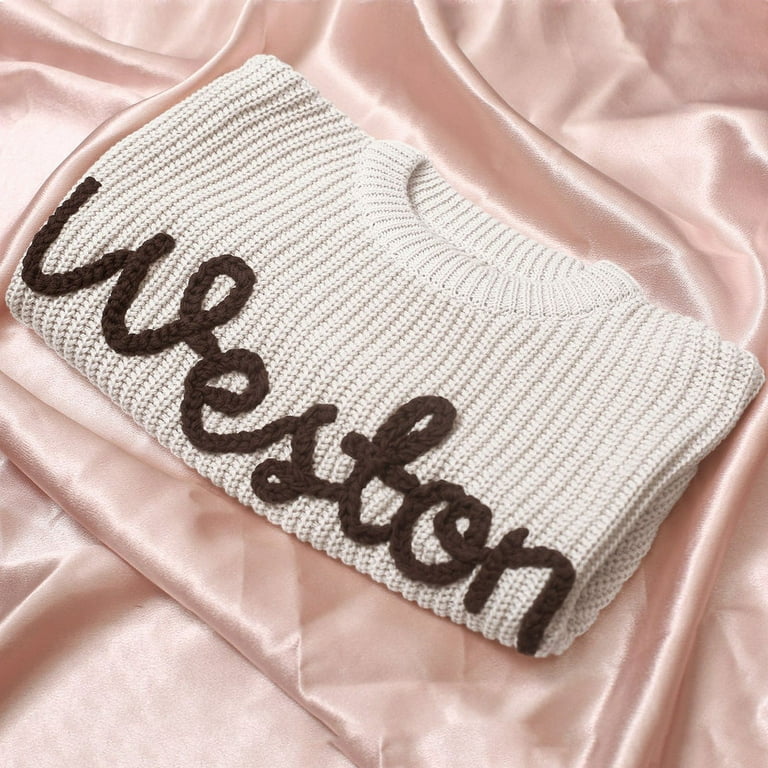 Personalized Baby Sweater - Custom Name Embroidered Knit Sweater For Newborns & Toddlers, Cotton, Sizes 0-3M To 5T