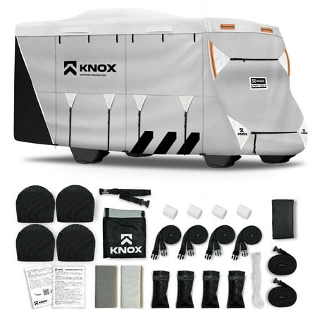 KNOX 3rd Gen Class C RV Cover, Anti-Tear 7 Layer APEX Fabric, Fits Class C RVs, travel trailers and Motorhomes, Camper Cover Includes Ladder cover, Wheel Covers and Gutter Covers - Size 20-23 ft