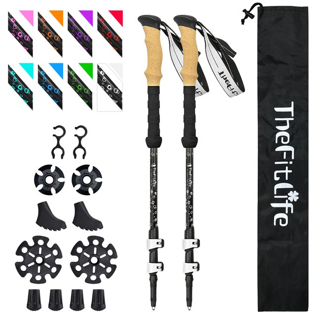 Bastones de senderismo TheFitLife, de fibra de carbono, plegables, blancos