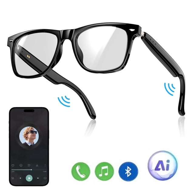 Lunettes Intelligentes pour Hommes et Femmes avec assistant Vocal intelligent, Lunettes de Soleil Bluetooth, Lecture de Musique, Appels Mains Libres, Protection contre les UV et la Lumière Bleue, Enlèvement, s'Arrête Automatiquement