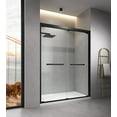 thumbnail image 2 of 60"W x 76"H Double Sliding Shower Doors, Framed Glass Doors with Towel Bars Long Handles and Top and bottom guiderails, Bathroom Water Guards Doors in Black Finish, Clear, 2 of 7