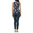 thumbnail image 4 of INSPIRE CHIC Women's Summer Tops Sleeveless V Neckline Wrap Tie Waist Tops XS Navy Blue Flower, 4 of 9