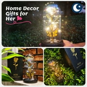 Qoosea Glass Rose Artificial Flowers with LED Lights Eternal Rose with Butterfly in Glass Dome Gifts for Valentine's Day Birthday Mother's Day Christmas