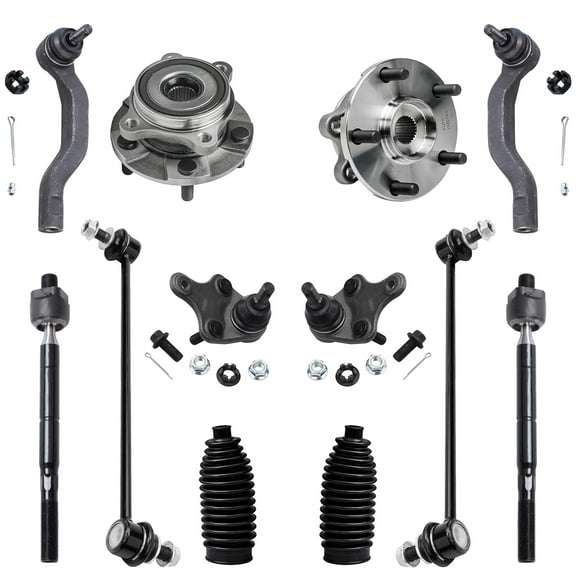 Detroit Axle - 12pc Front Suspension Kit for 2006-2018 Toyota Rav4, Wheel Bearing and Hubs Lower Ball Joints Tie Rods Stabilizer Sway Bars Boots Replacement