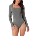 thumbnail image 1 of INSPIRAR CHIC Suéter de Cuerpo de Cuello Cuadrado de Manga Larga para Mujeres Otoño Invierno Blusa Casual Tallas XL Gris, 1 of 5