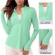 thumbnail image 5 of Craaazy Women Athletic Half Zip Top, Solid Color Long Sleeve Sun Protection Shirt, Slim Fit Stand Collar Top for Workout Gifts, 5 of 9