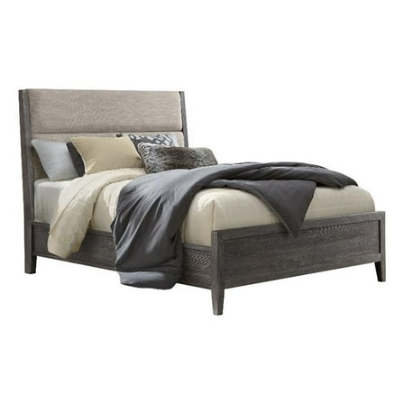 Intercon Furniture Portia Bedroom Queen Bed with Upholstered Headboard in Gray