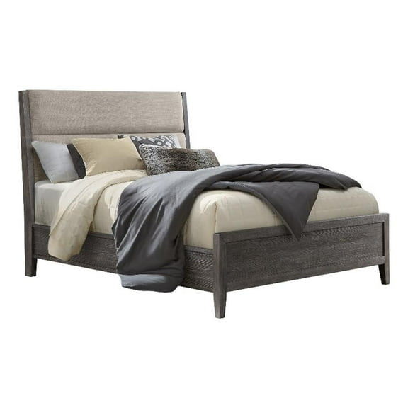 Intercon Furniture Portia Bedroom Queen Bed with Upholstered Headboard in Gray