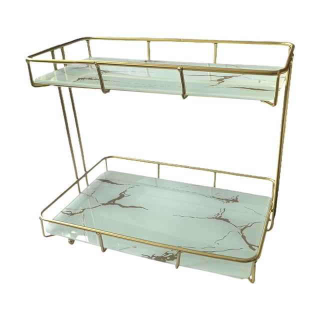 Organizador de Baño Organizador de Cosméticos de Encimera Sunnimix Oro Blanco