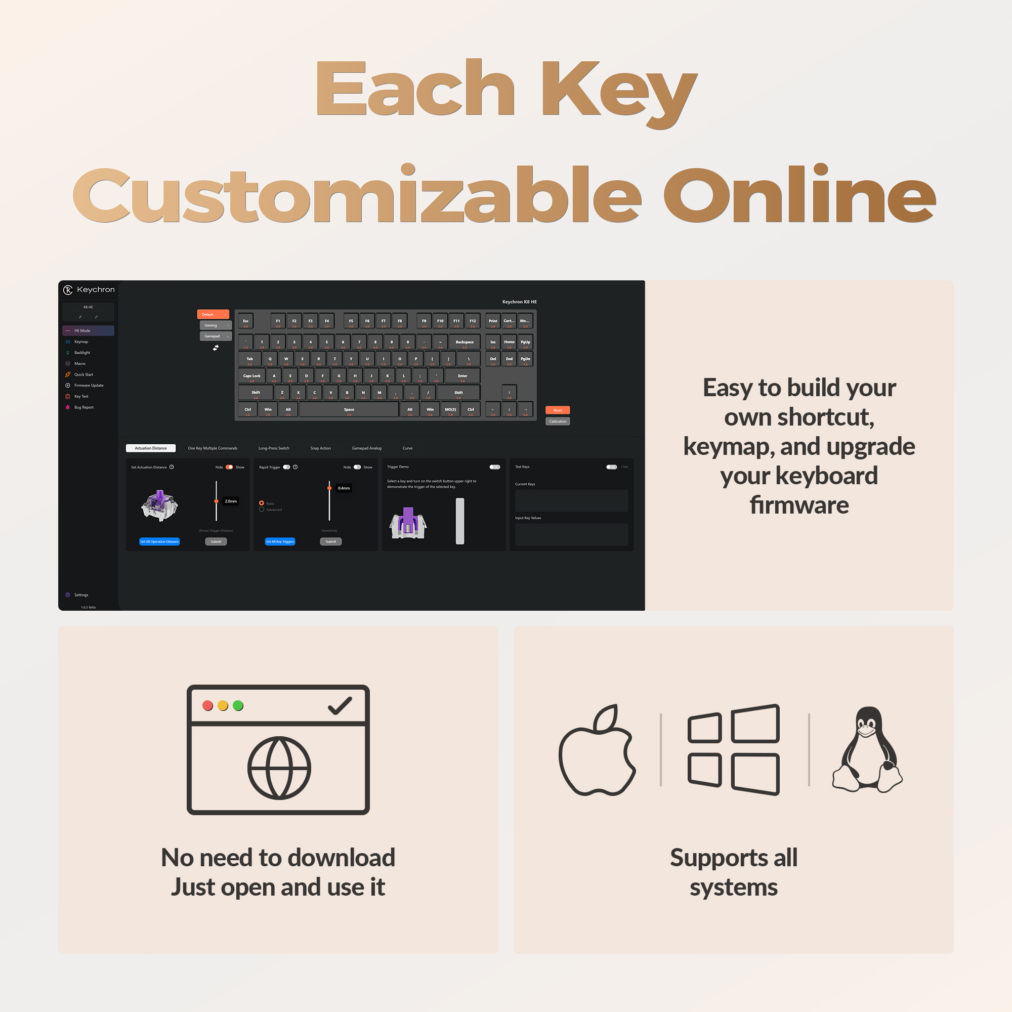 Keychron K8 HE 80% TKL Wireless RGB Magnetic Switch Keyboard, Rapid Trigger, QMK, 2.4G/BT, White