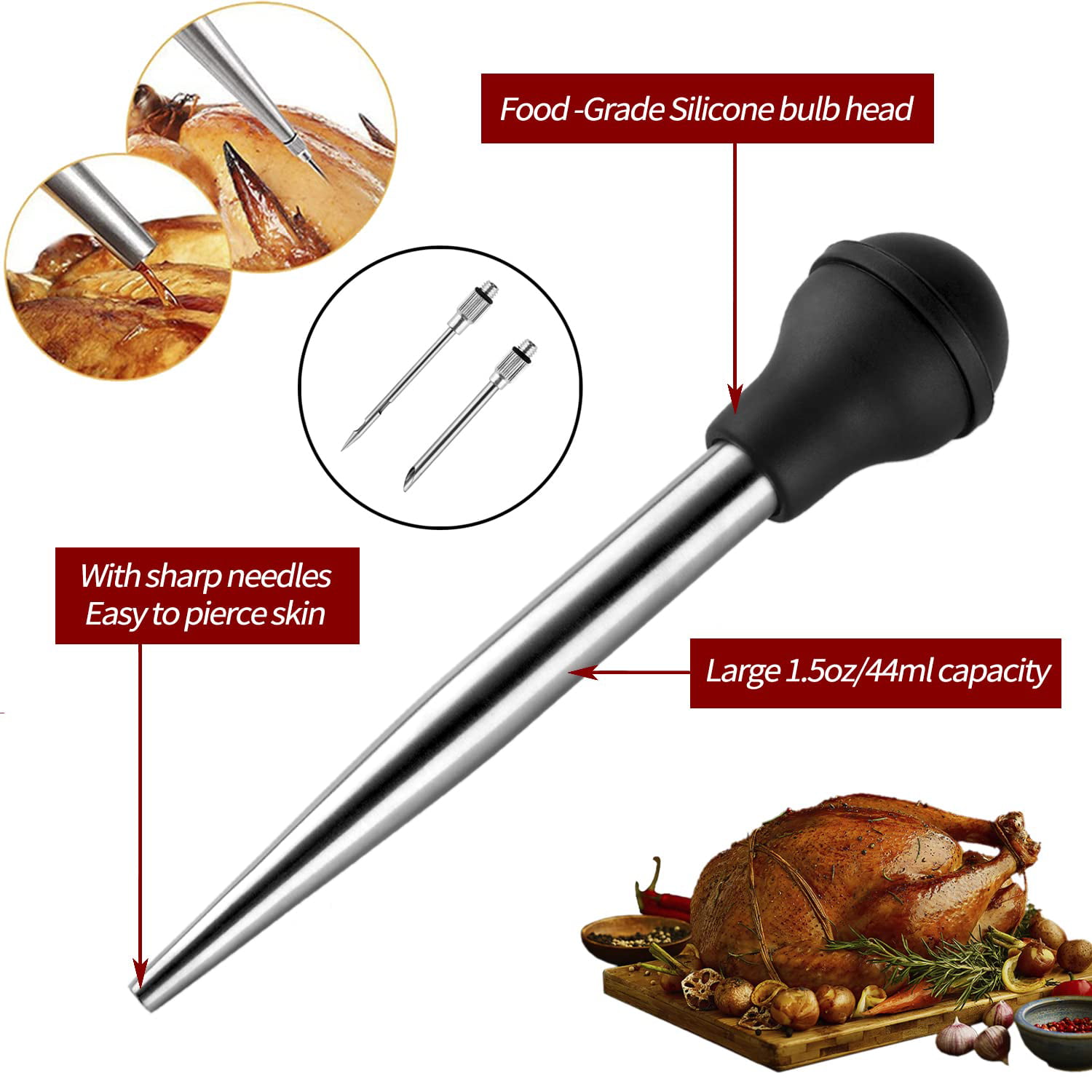 Ausyst Kitchen Gadgets 28ml Meat Baster Kitchen Utensil for Turkey Beef Pork Roasting Chicken New Clearance, Size: 1pc