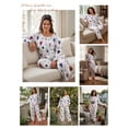 thumbnail image 6 of ValueVibe Plus Size Pajama Sets for Women 2 Piece Crew Neck Long Sleeve Lounge Sets Love Heart Print Sleepwear with Pocket, White 1XL, 6 of 7