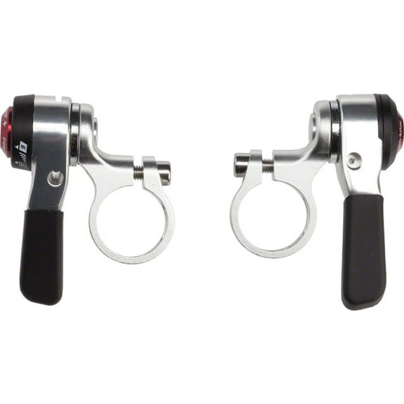 microSHIFT Thumb Shifter Set, 9-Speed, Double/Triple, Shimano Compatible, Silver
