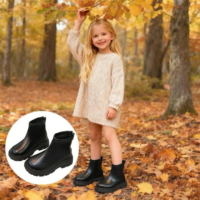 TINZ Bottes Mi-Mollet à la Mode pour Filles Chaussures d'Hiver Confortables pour Adolescentes Tenue Décontractée Conception en Cuir Durable Bottes Habillées pour Tout-Petits pour Filles Bottes pour Filles à Talons