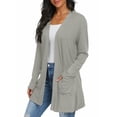 thumbnail image 5 of JWD Women's Cardigan Casual Lightweight with Pocketes Long Sleeve Open Front Cardigan Gray XL, 5 of 8