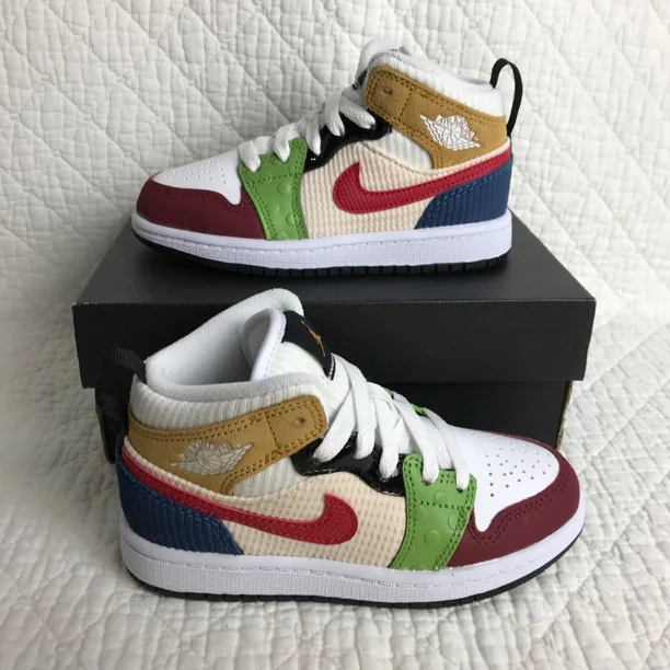 Ni - ke Ni - ke Air Jordan 1 Mid SE (GS) Shoes Youth Kids SZ 6.5Y Multicolor DR6957-100