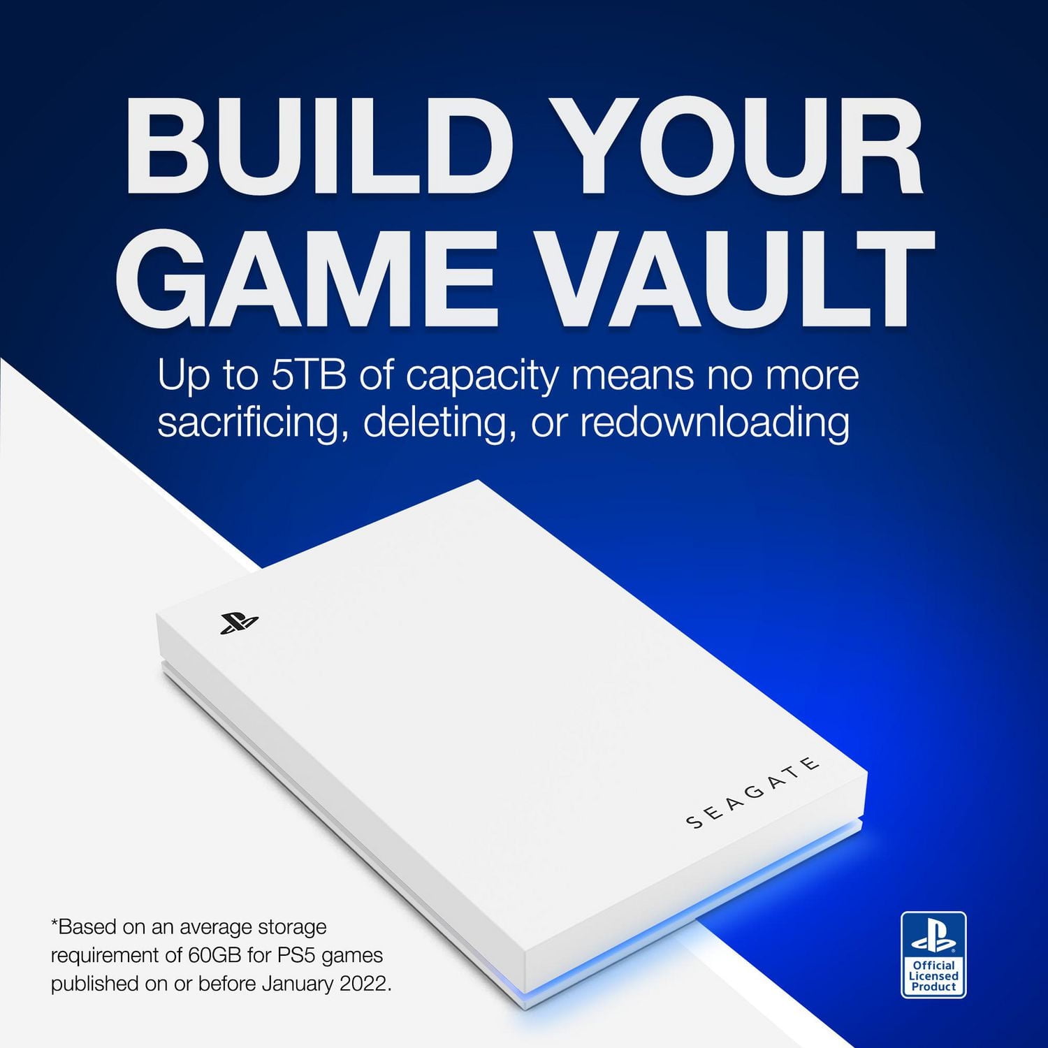 Seagate Game Drive for PS5 2 TB External HDD - USB 3.0, Officially Licensed, Blue LED (STLV2000302), Seagate 2TB Game Drive