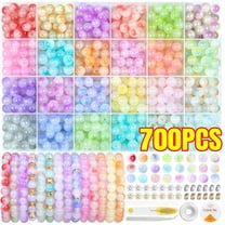 700Pcs Glass Beads for Jewelry Making, 24 Color 8mm Glass Crystal Beads Friendship Bracelets Making Kit for DIY Earrings Necklaces Rings