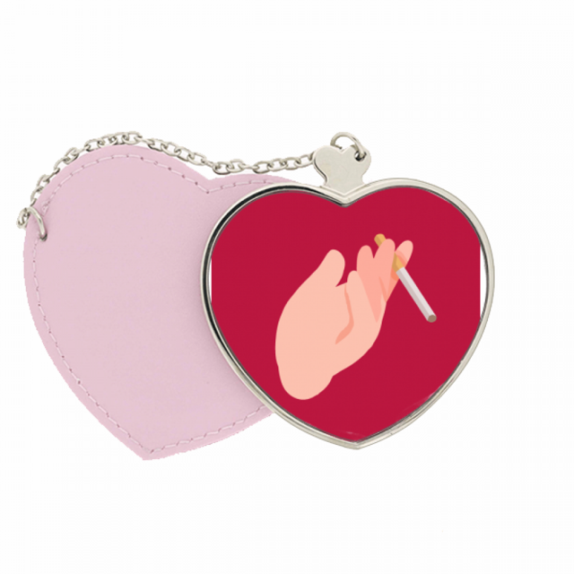 Dedo entre venas y dedos de los pies Bolsa de viaje Mirror maquillaje corazón rosa