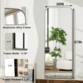 thumbnail image 4 of 57"x20" Full Length Mirror Full Body Mirror Top Rounded Corner Aluminum Frame Hanging or Leaning Wall Floor Mirror with Stand for Living Room Bedroom Cloakroom,Black, 4 of 8
