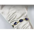 thumbnail image 4 of 14k Gold Filled Lapis Lazuli Bracelet Bezel Large Off Round Blue Adjustable Goldtone Bezeled, 7" 8" Designed for Adult Women, 4 of 5