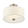 thumbnail image 3 of Meridian M60008BN 2 Light Semi Flush - white fabric shade Brushed Nickel, 3 of 7