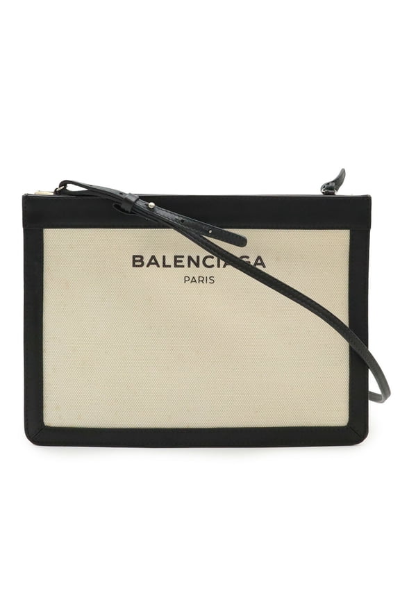 Pre-Owned BALENCIAGA Navy Pochette Shoulder Bag/Clutch Bag in Canvas and Leather,... (Good)