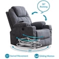 thumbnail image 2 of OUINCH Manual Swivel Glider Rocker Recliner Chair with Massage and Heat, 2 USB Ports, 2 Cup Holders, 2 Side Pockets and 2 Front Pockets, 2 of 7