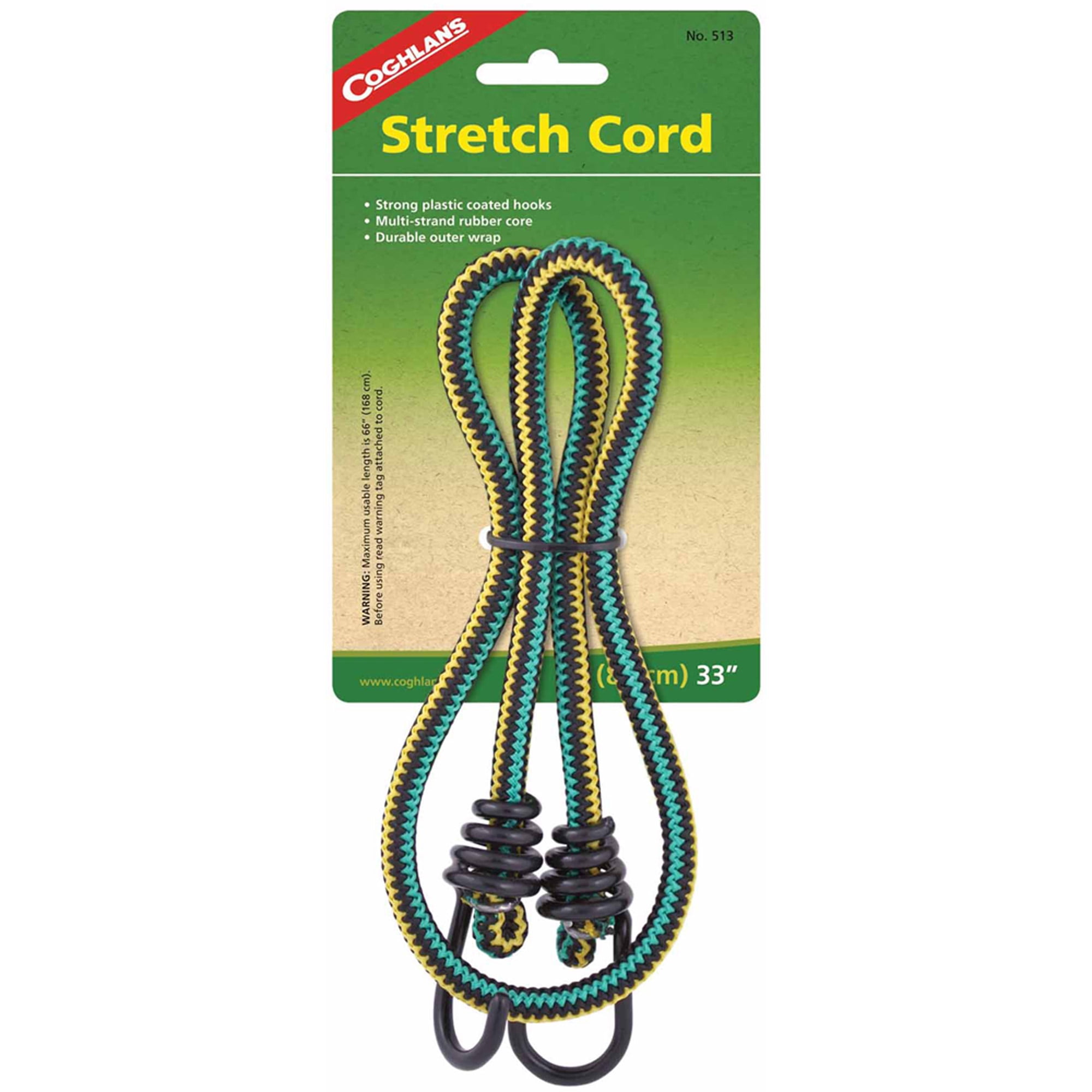 Coghlans Sturdy Stretch Cords w/Strong Plastic Hooks 50" Stretches to 100" 515 