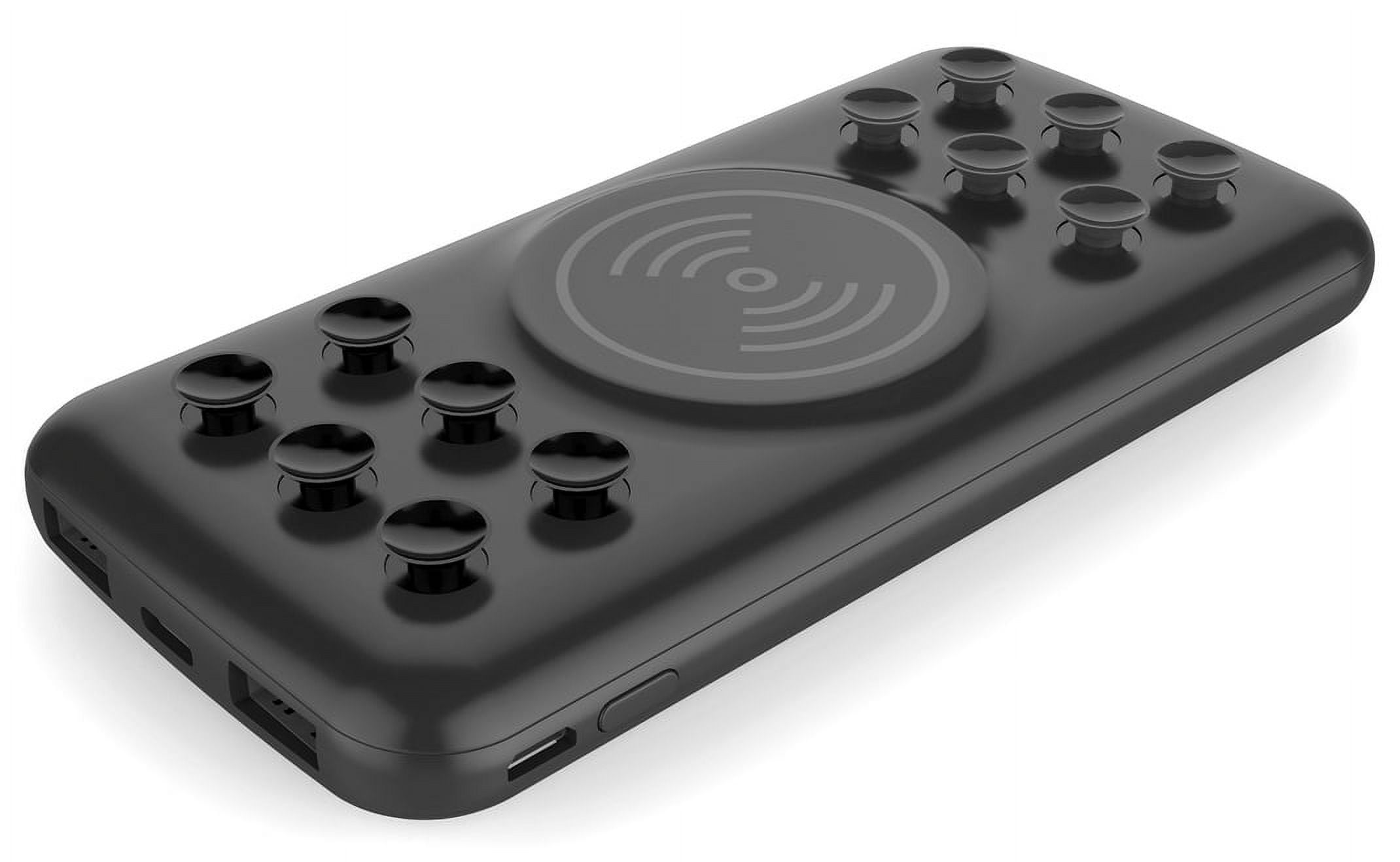 Wireless Charger [SUCTION CUP GRIPS] Portable Power Bank [12000mAh Battery] USB 2.0/Type-C/QC Fast Charge 3.0 with 18W PD Universal for Cell Phone, iPhone 11 Pro Max, XR, Xs, Galaxy Note 9, S10, etc